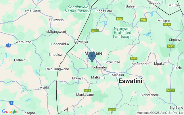 Kaart met locatie Mantenga Nature Reserve
